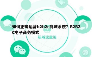如何正确运营b2b2c商城系统？B2B2C电子商务模式