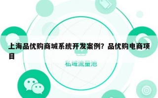 上海品优购商城系统开发案例？品优购电商项目