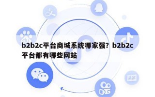 b2b2c平台商城系统哪家强？b2b2c平台都有哪些网站